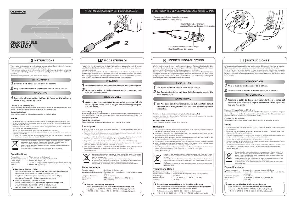 Mode d'emploi OLYMPUS RM-UC1