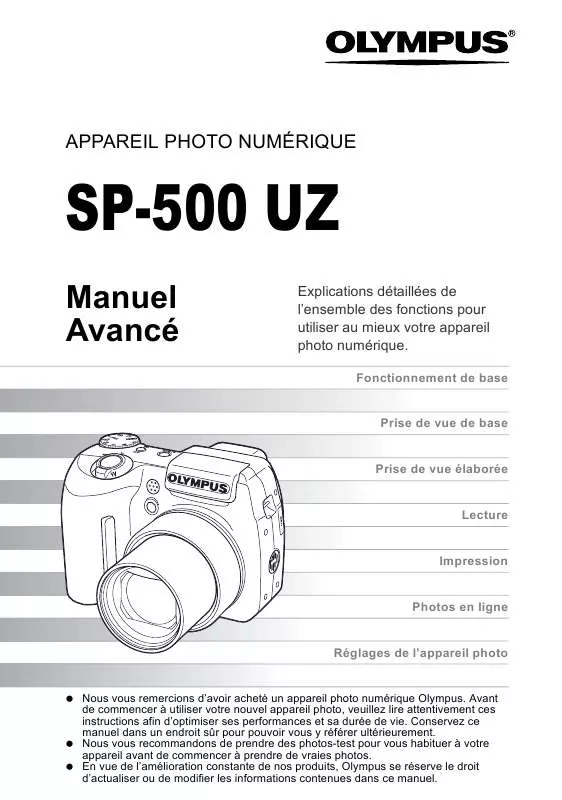 Mode d'emploi OLYMPUS SP-500UZ