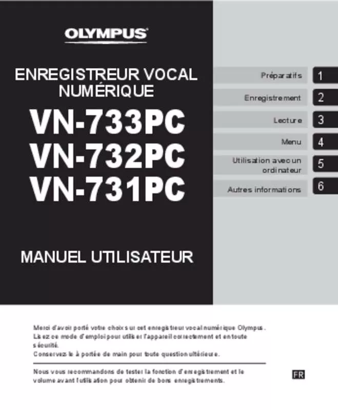 Mode d'emploi OLYMPUS VN-731PC