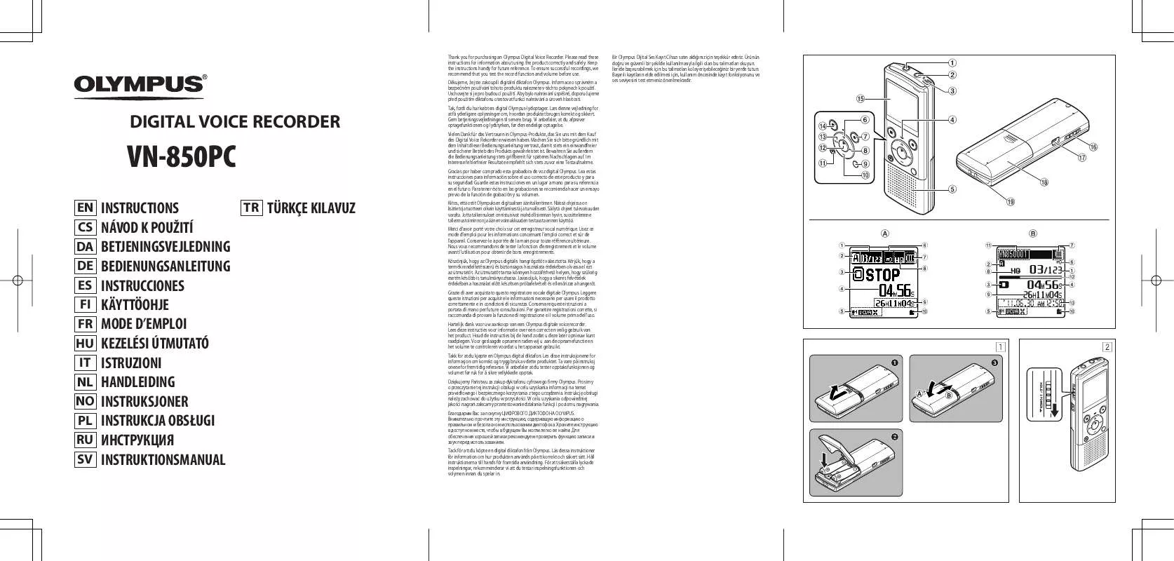 Mode d'emploi OLYMPUS VN-850PC