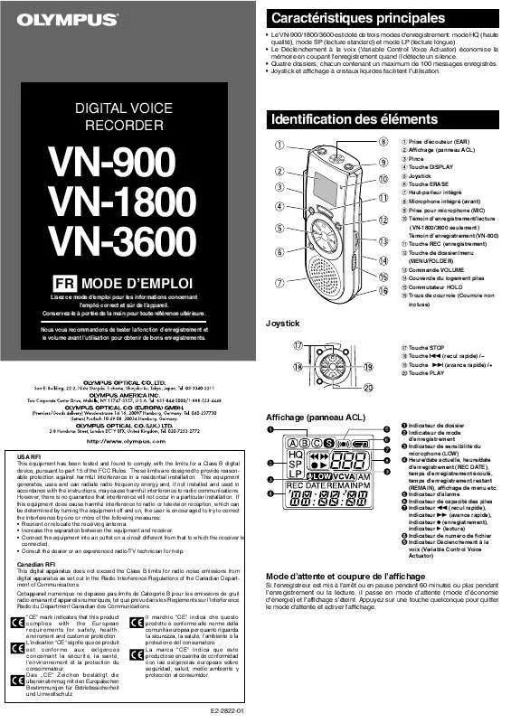 Mode d'emploi OLYMPUS VN-900