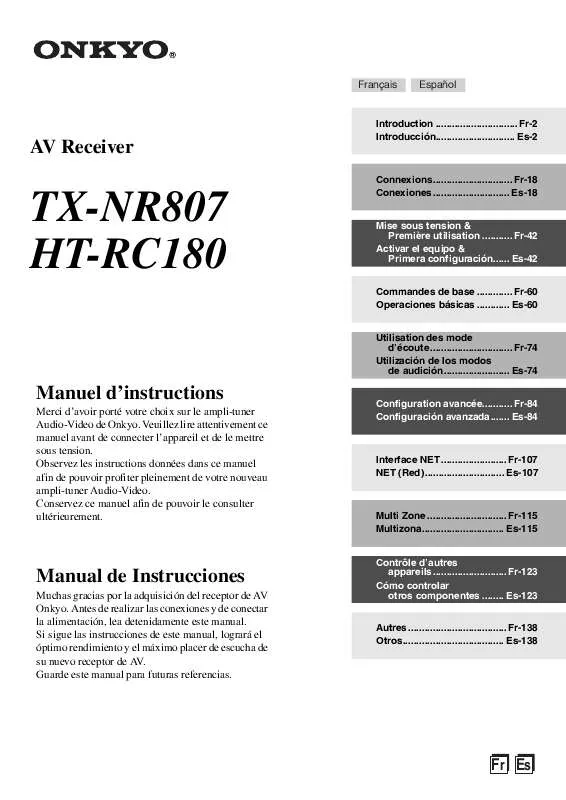 Mode d'emploi ONKYO TX-NR807