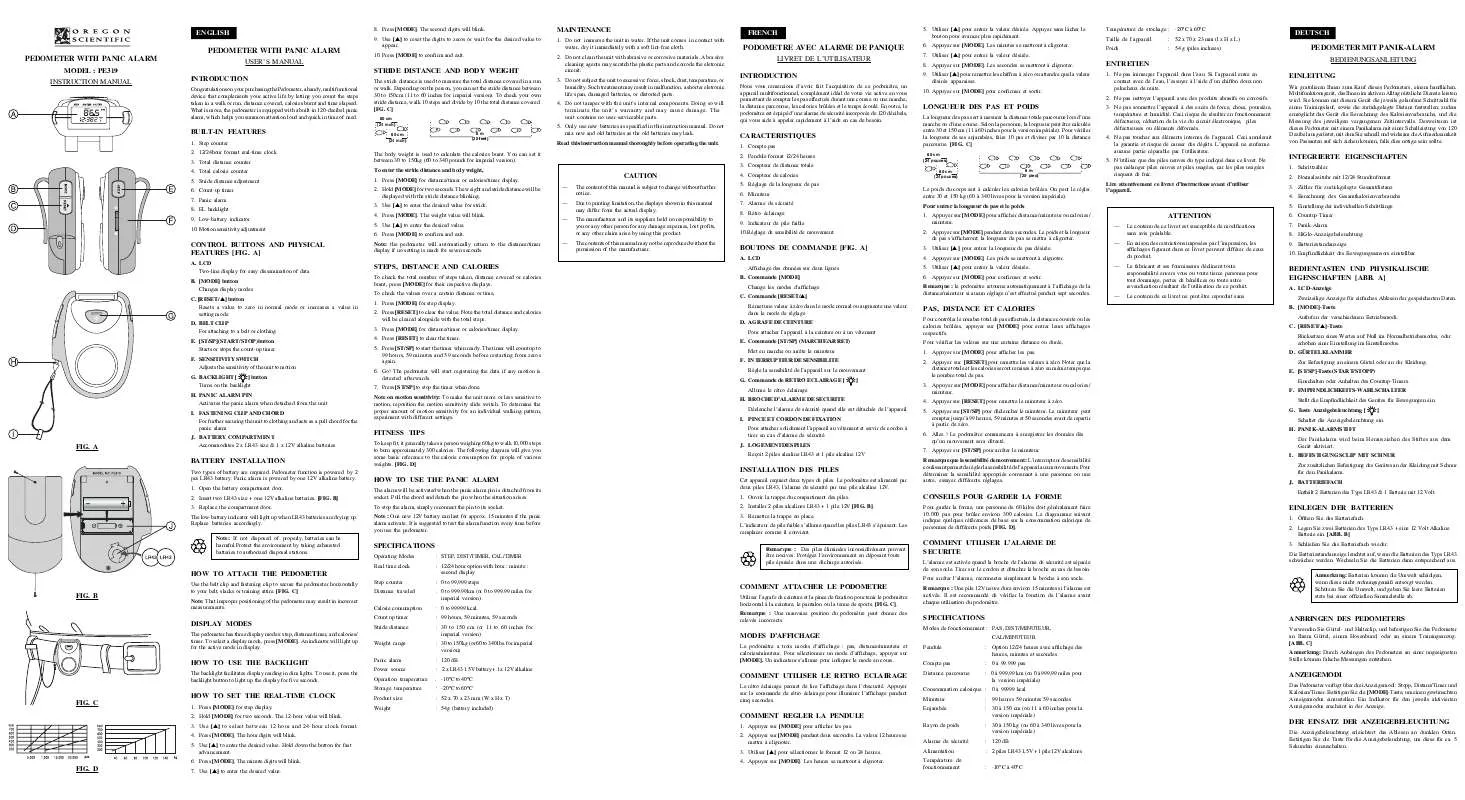 Mode d'emploi OREGON PE319