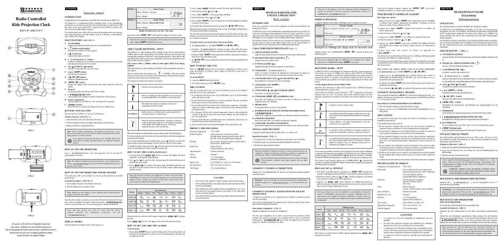 Mode d'emploi OREGON RM313P