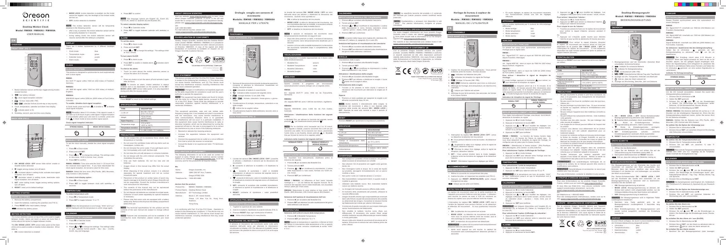 Mode d'emploi OREGON RM968