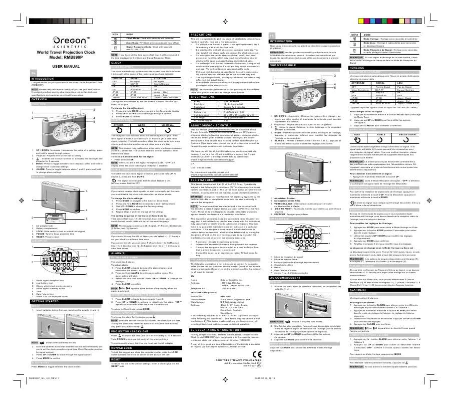 Mode d'emploi OREGON RMB899P