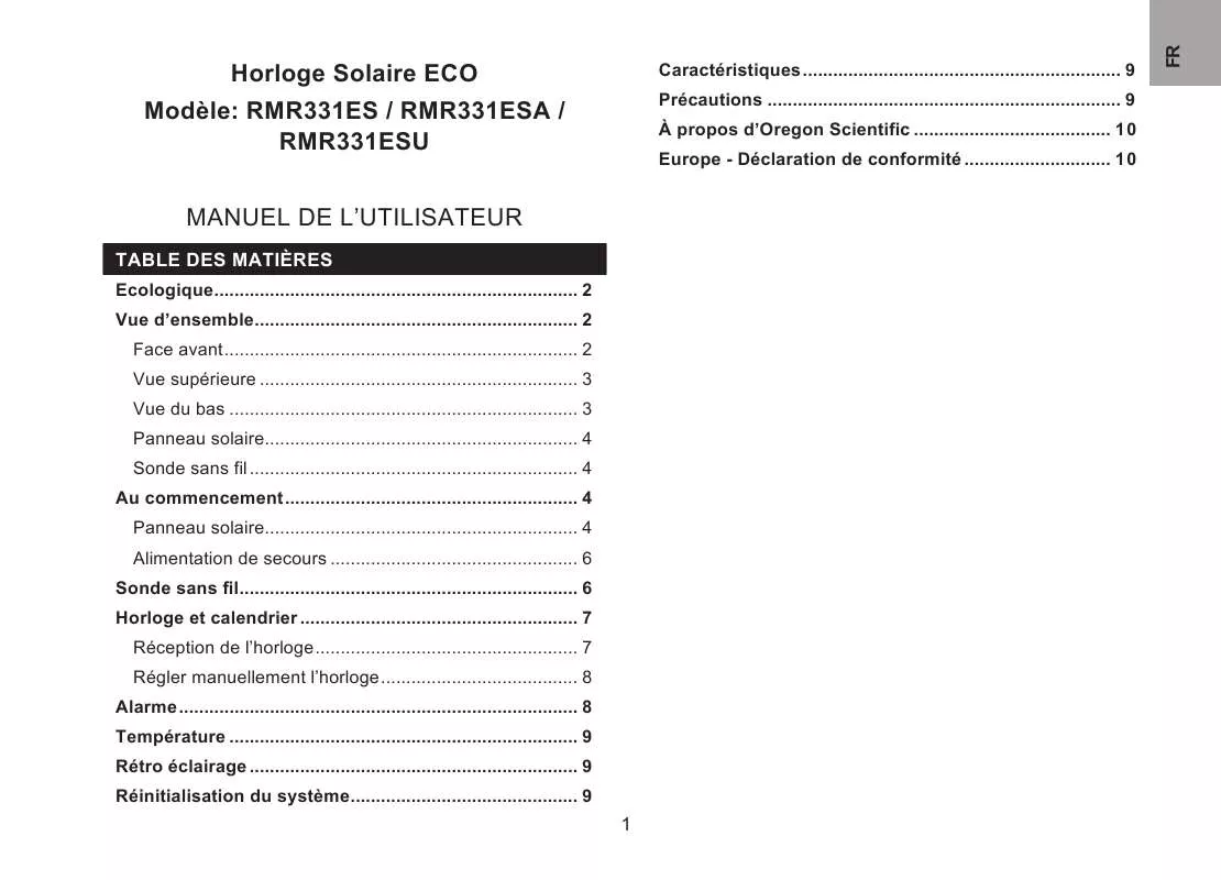 Mode d'emploi OREGON RMR331ESA