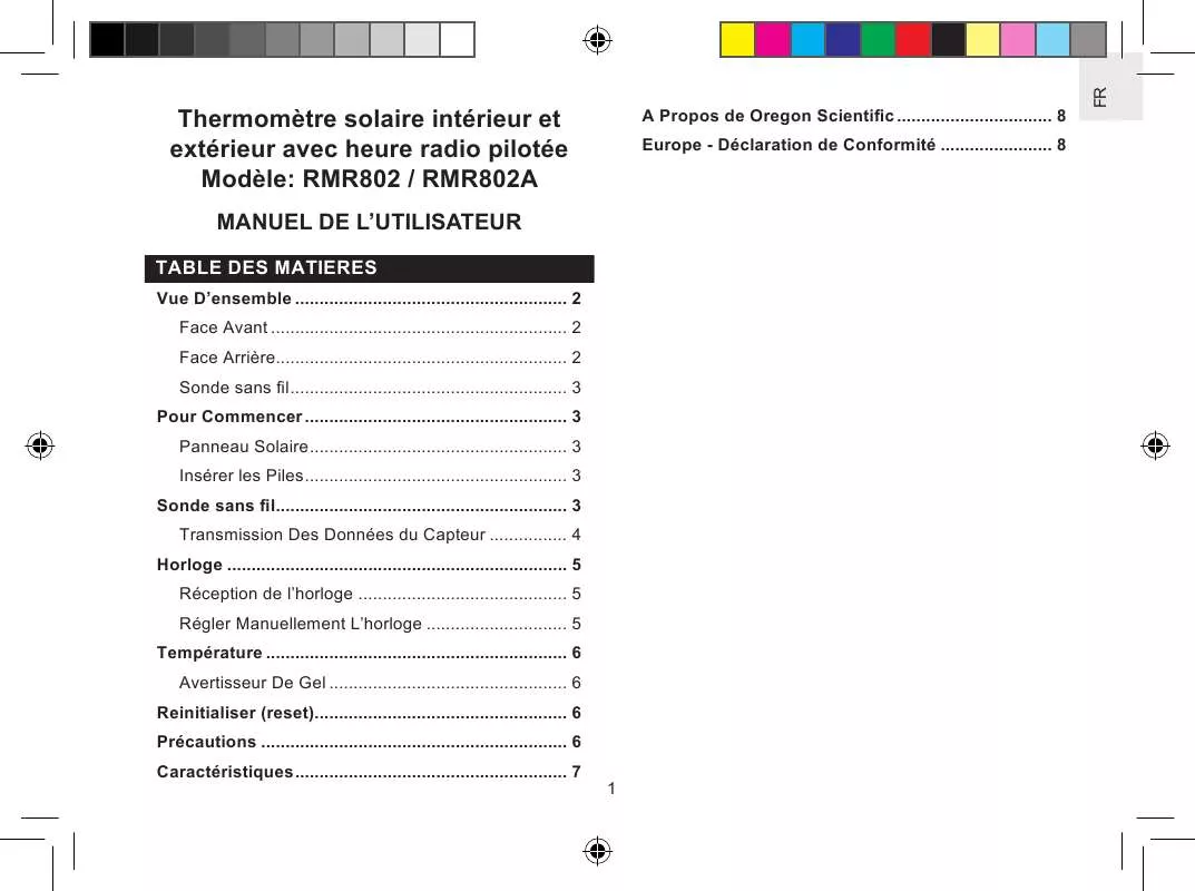 Mode d'emploi OREGON RMR802