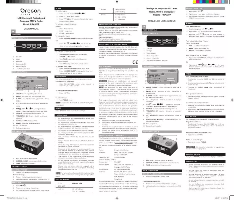 Mode d'emploi OREGON RRA320P