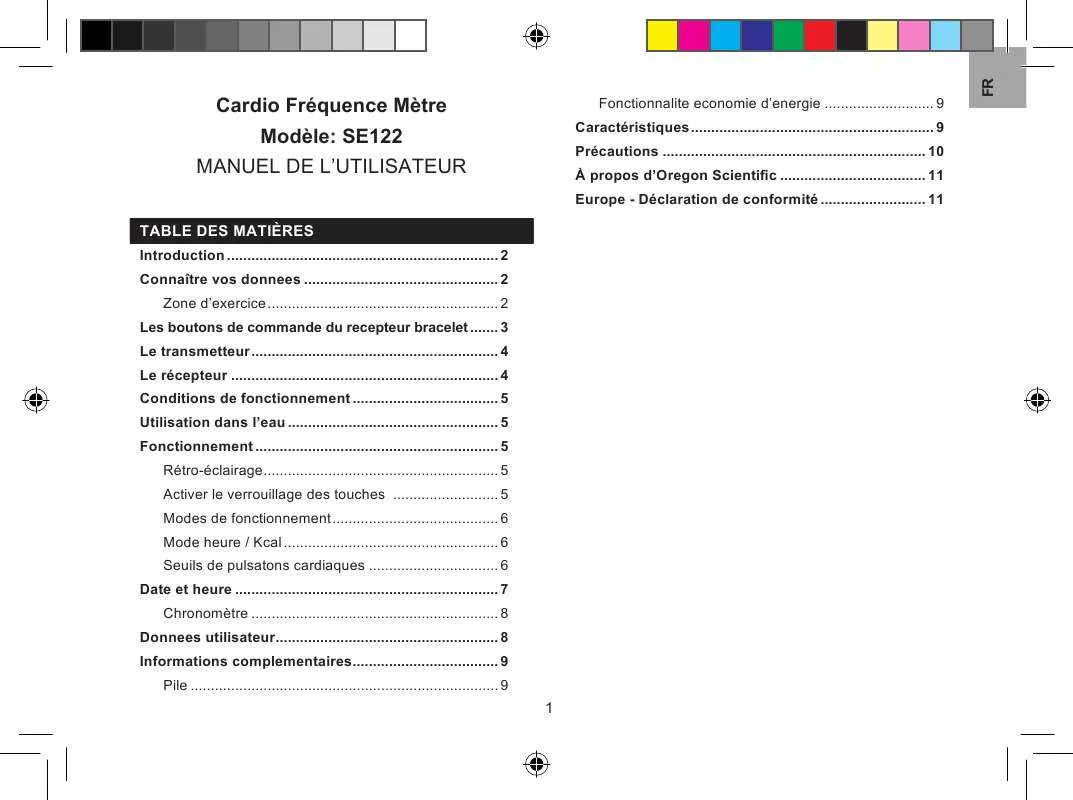 Mode d'emploi OREGON SE122