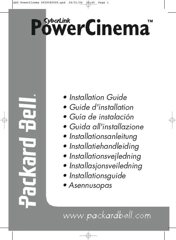 Mode d'emploi PACKARD BELL POWERCINEMA