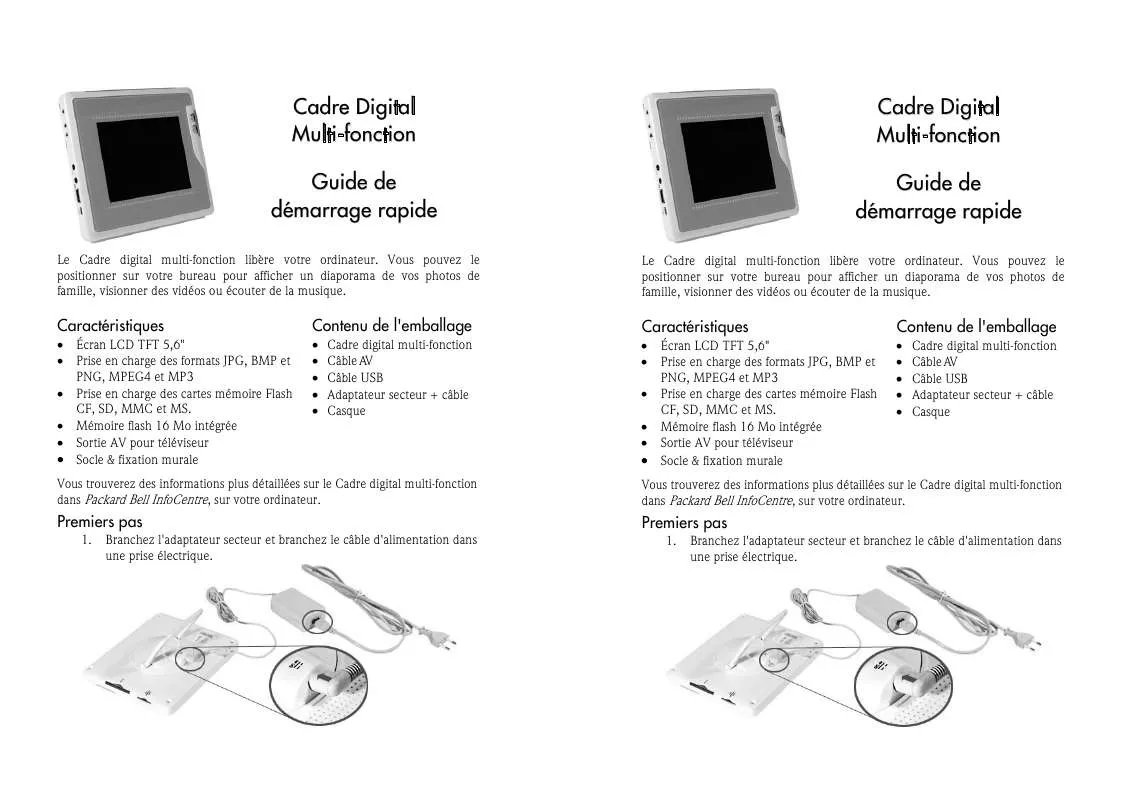 Mode d'emploi PACKARD BELL PV1 SMART PHOTO READER2005-04 > 2006-01