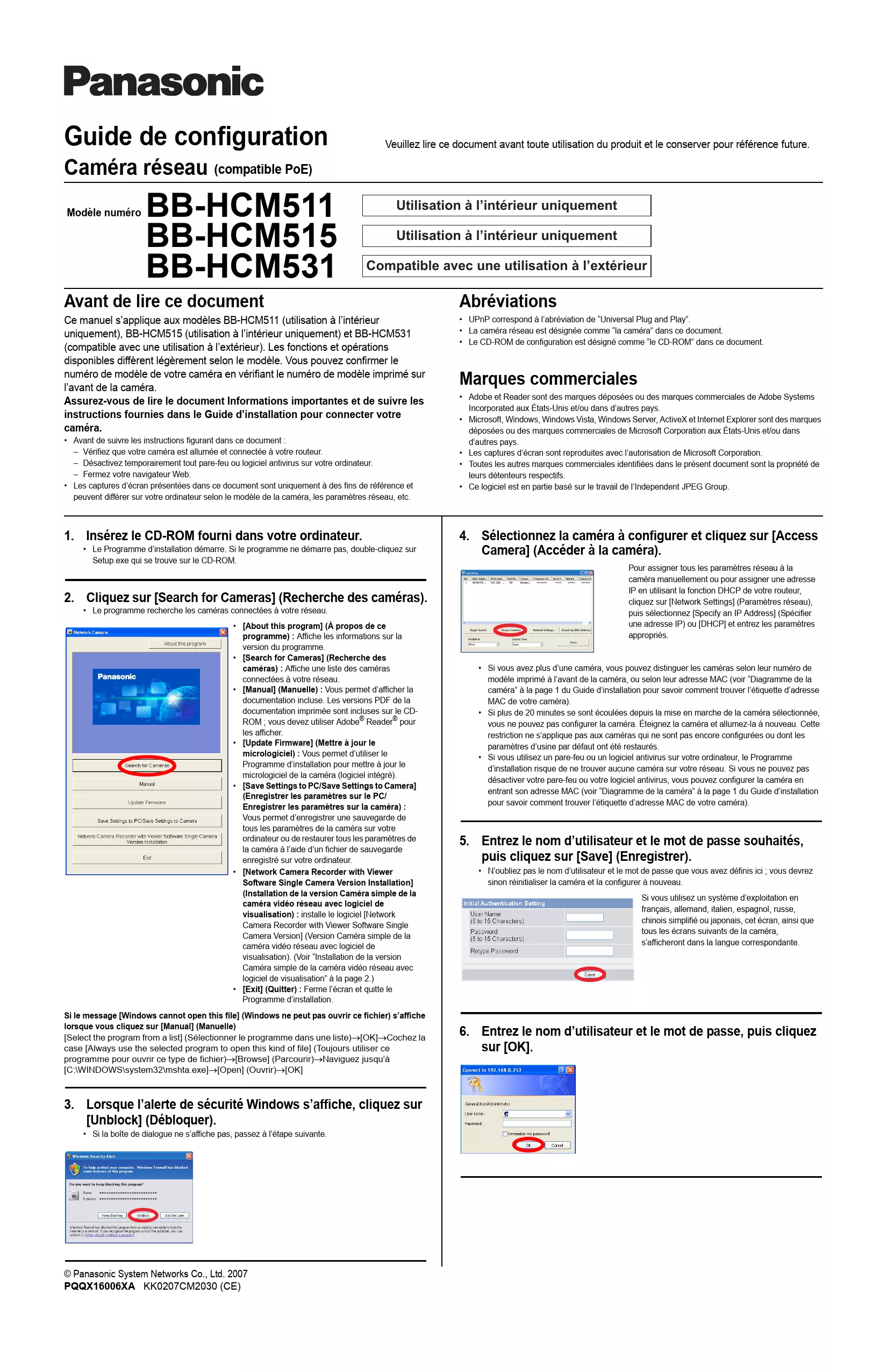 Mode d'emploi PANASONIC BB-HCM531CE