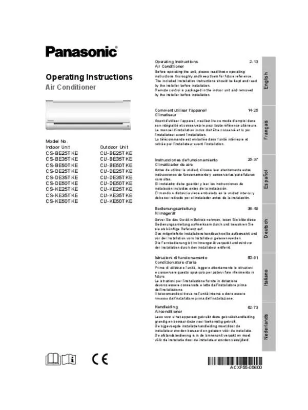 Mode d'emploi PANASONIC CSBE25TKE