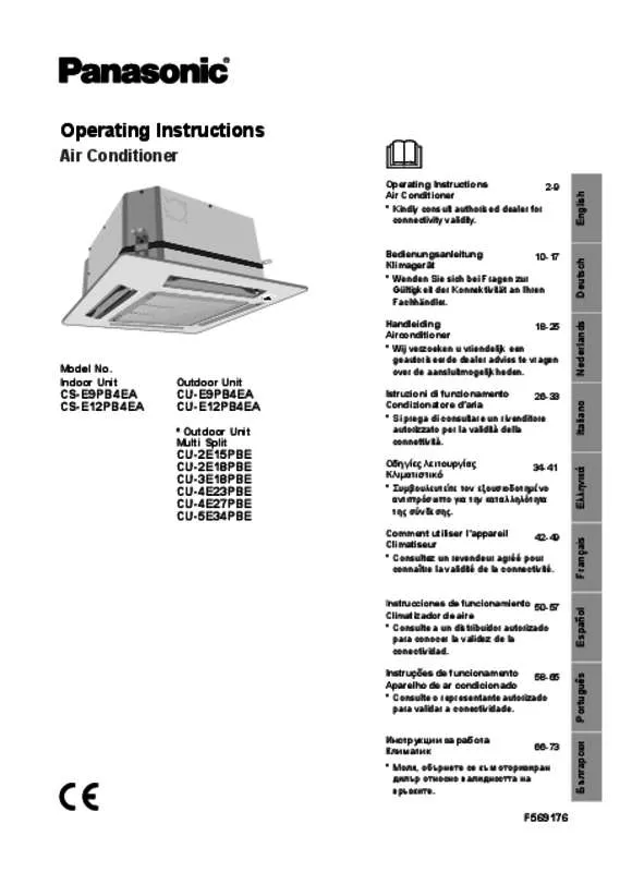 Mode d'emploi PANASONIC CS-E12PB4EA