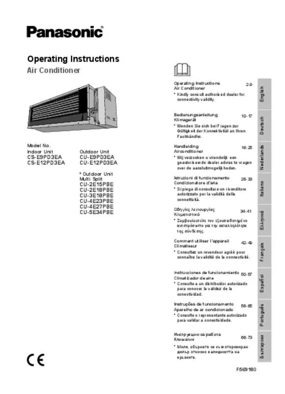 Mode d'emploi PANASONIC CS-E12PD3EA