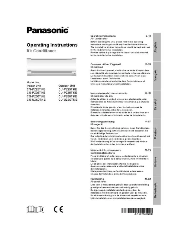 Mode d'emploi PANASONIC CSPZ35TKE