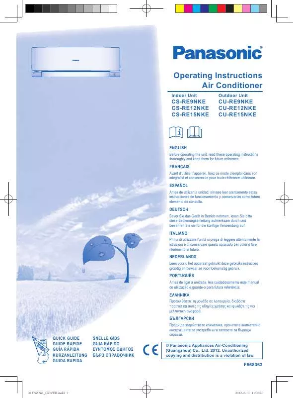 Mode d'emploi PANASONIC CS-RE9NKE