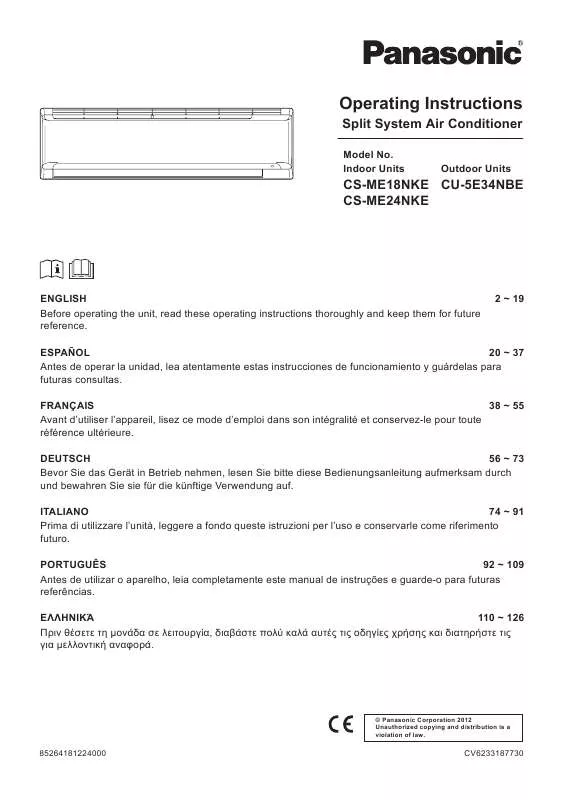 Mode d'emploi PANASONIC CU-5E34NBE