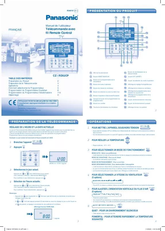 Mode d'emploi PANASONIC CZRD52CP