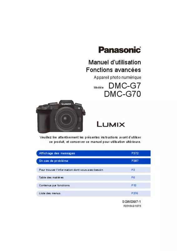 Mode d'emploi PANASONIC DMC-G7