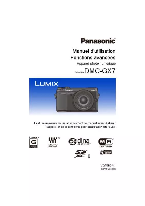 Mode d'emploi PANASONIC DMC-GF7