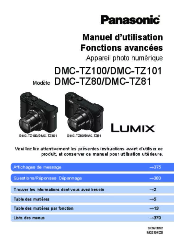 Mode d'emploi PANASONIC DMC-TZ100 EF-K