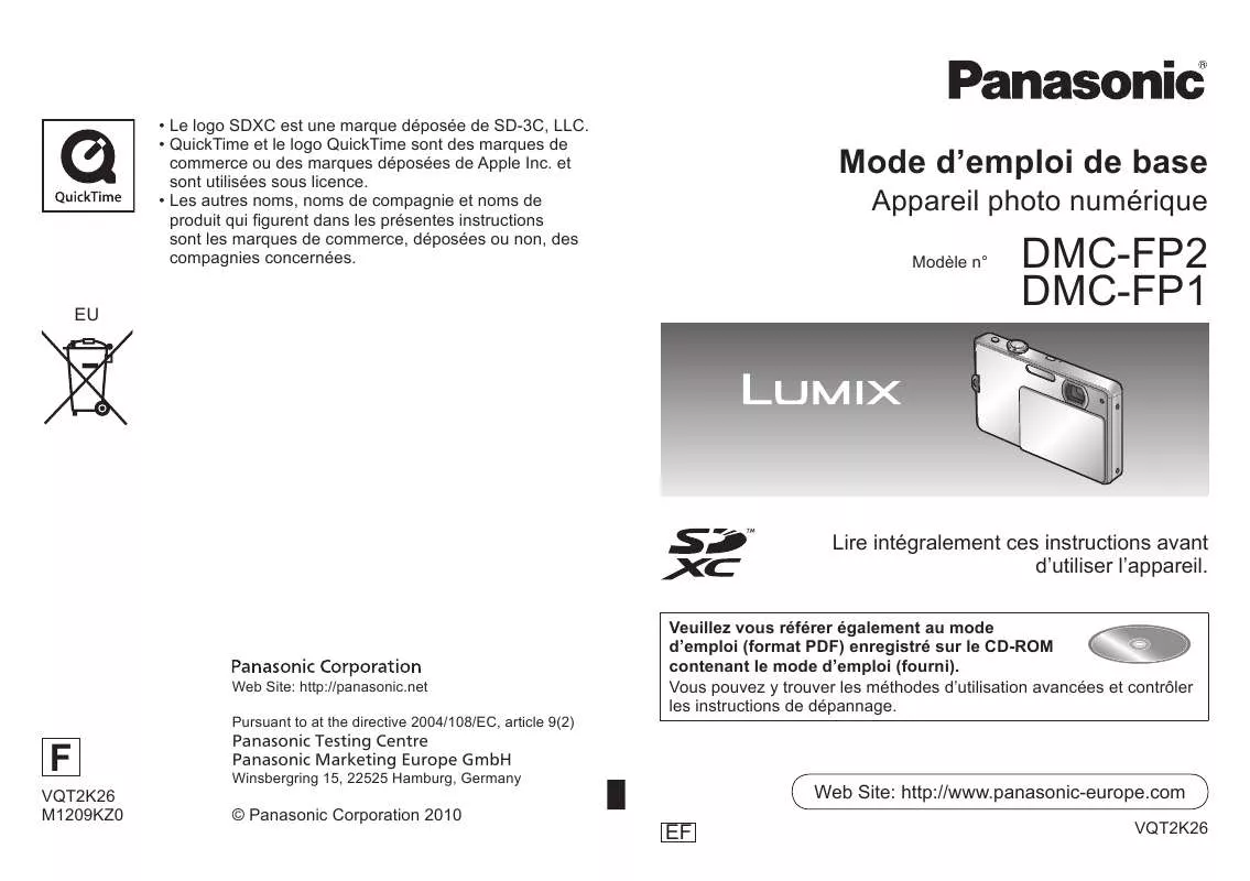 Mode d'emploi PANASONIC LUMIX DMC-FP2