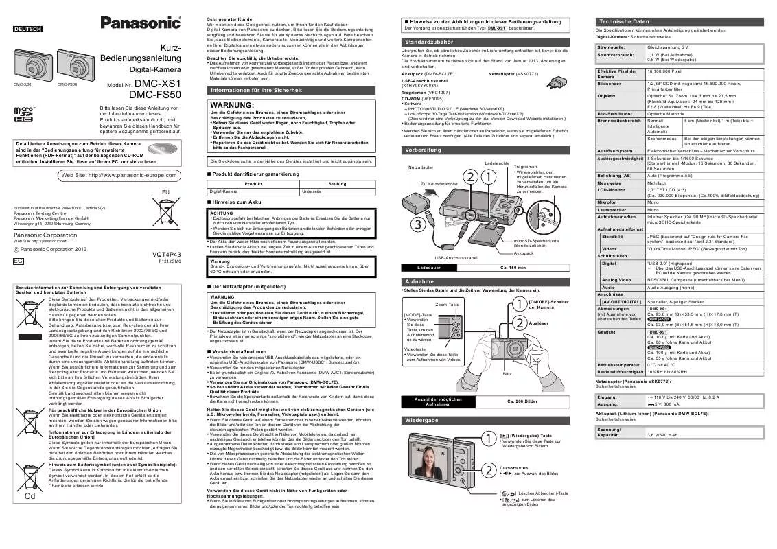 Mode d'emploi PANASONIC DMCFS50EG