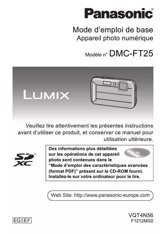 Mode d'emploi PANASONIC DMC-FT25EG