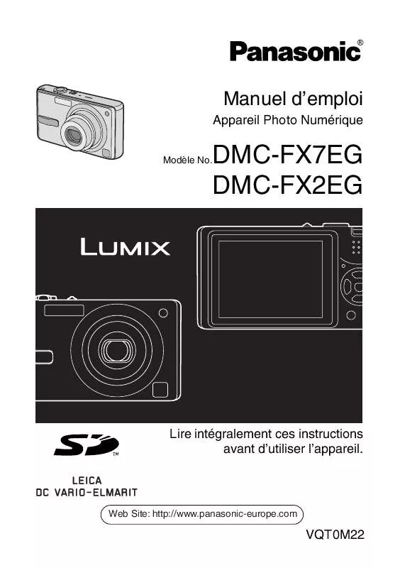 Mode d'emploi PANASONIC LUMIX DMC-FX2EG