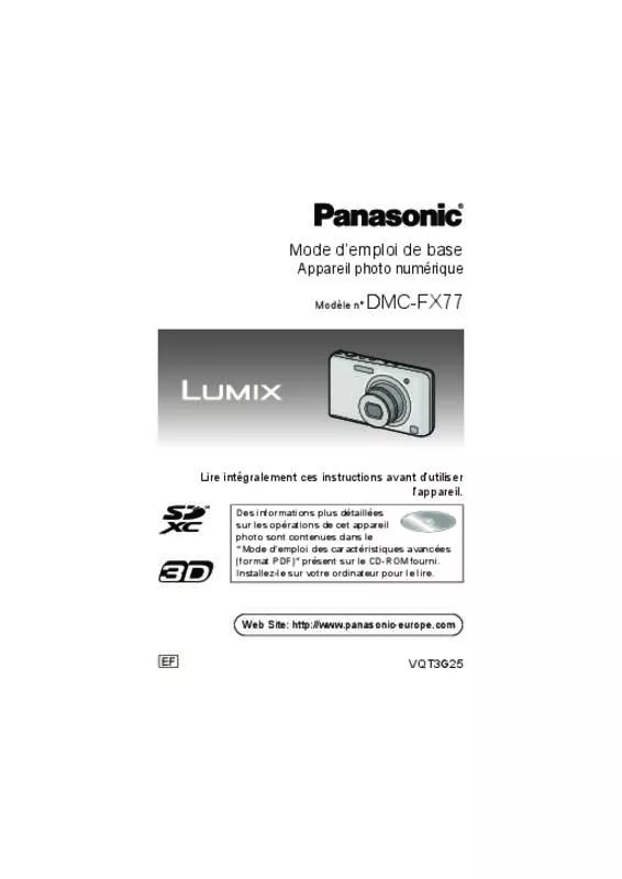 Mode d'emploi PANASONIC LUMIX DMC-FX77EF