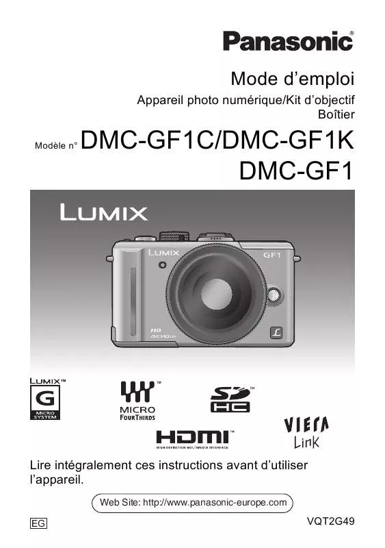 Mode d'emploi PANASONIC LUMIX DMC-GF1C