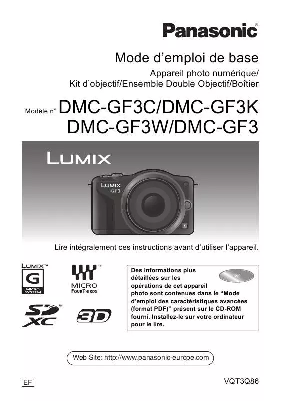 Mode d'emploi PANASONIC DMC-GF3CEF