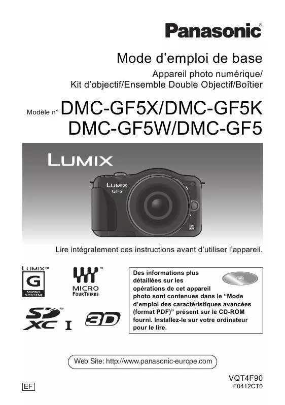 Mode d'emploi PANASONIC DMC-GF5F