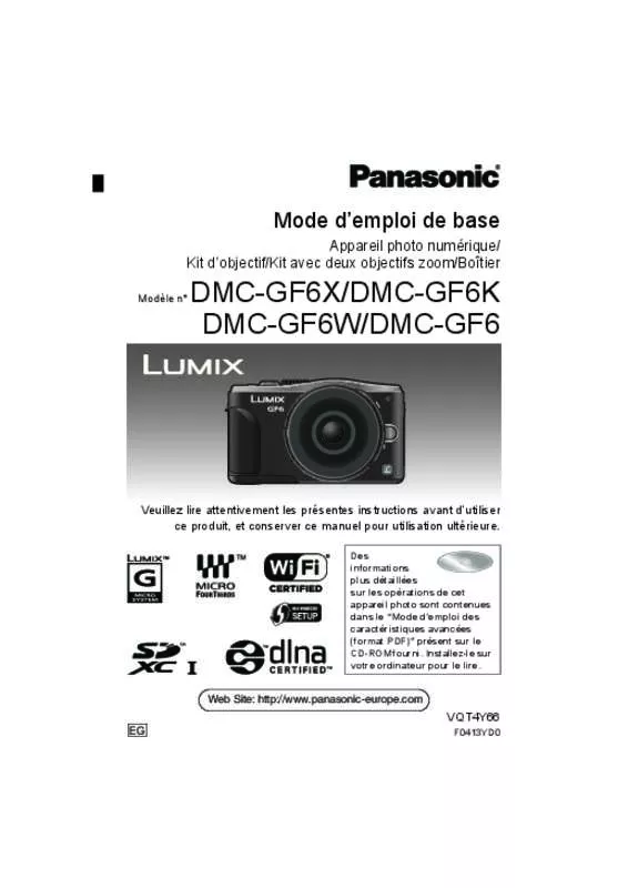 Mode d'emploi PANASONIC DMCGF6WEG