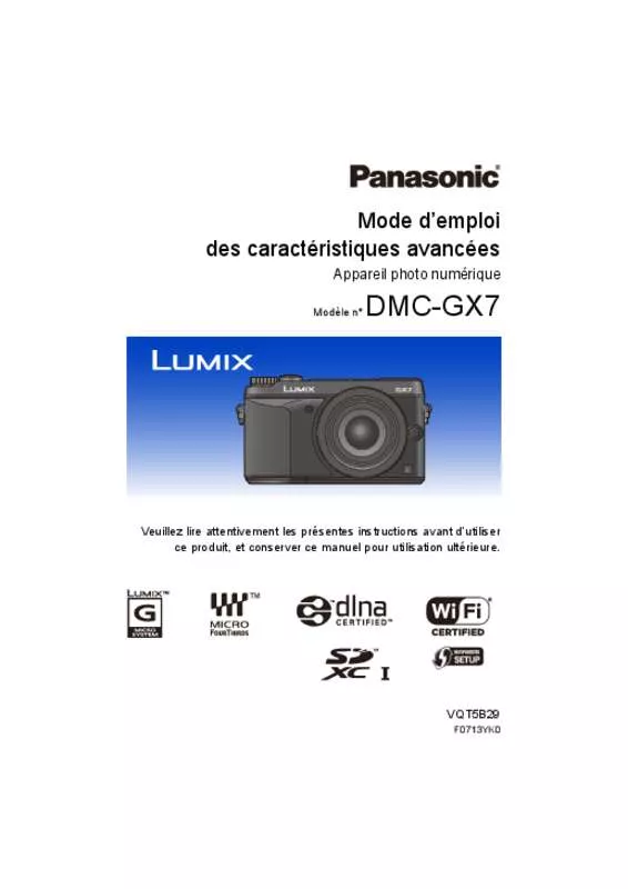 Mode d'emploi PANASONIC DMC-GX7EG