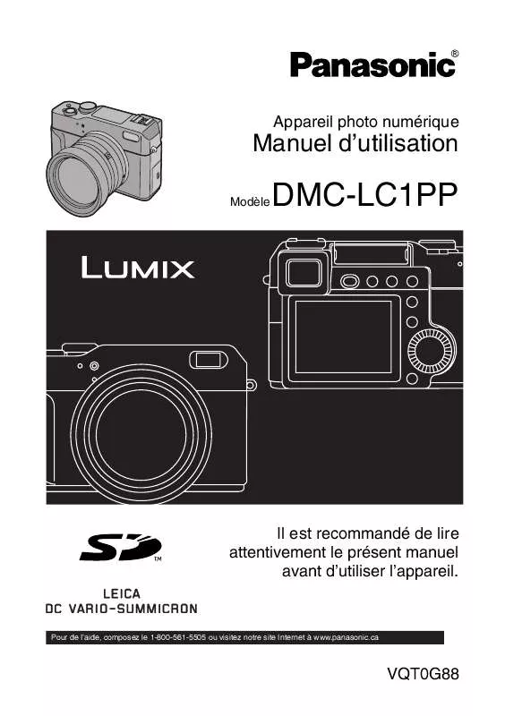 Mode d'emploi PANASONIC LUMIX DMC-LC1PP