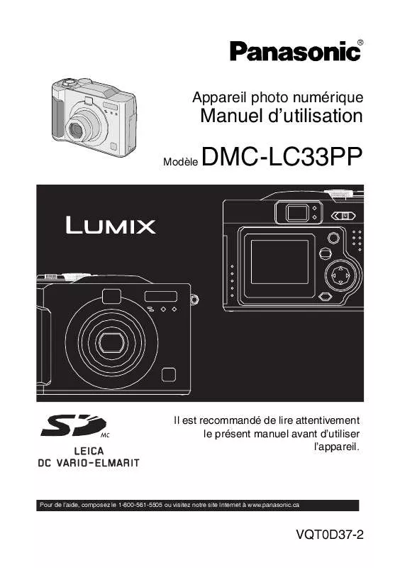 Mode d'emploi PANASONIC LUMIX DMC-LC33PP