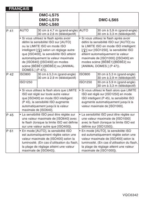 Mode d'emploi PANASONIC LUMIX DMC-LS65