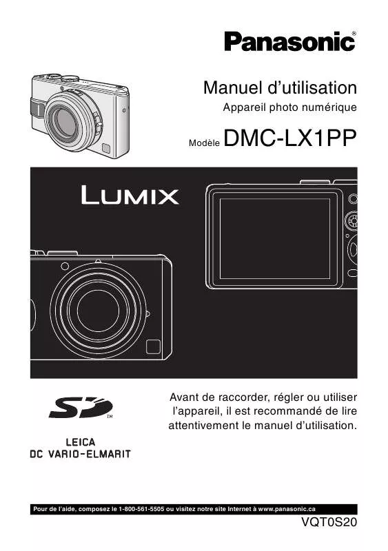 Mode d'emploi PANASONIC LUMIX DMC-LX1PP