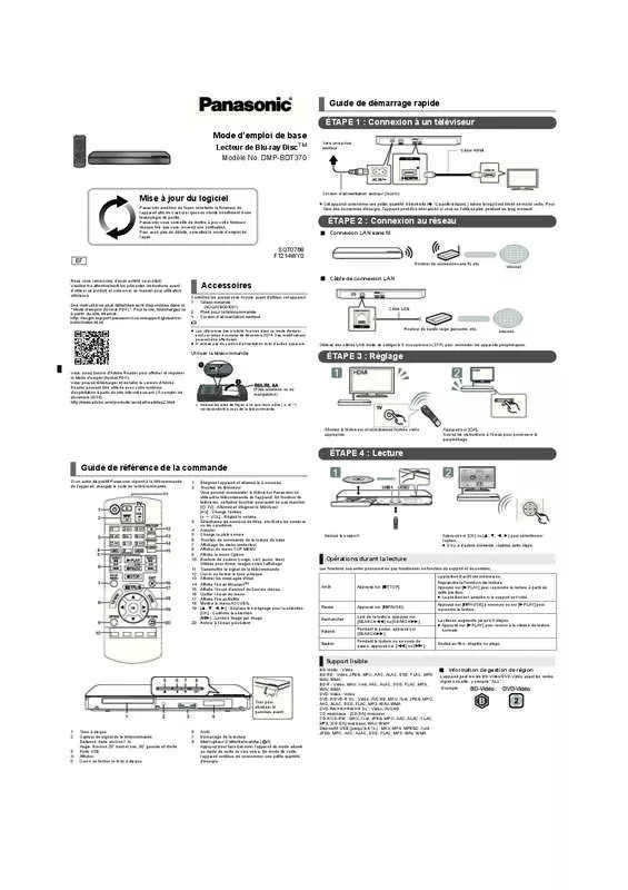 Mode d'emploi PANASONIC DMP-BDT 370