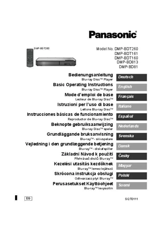 Mode d'emploi PANASONIC DMP-BDT160EG