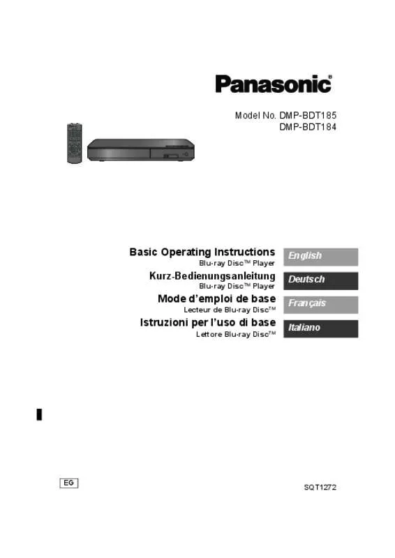 Mode d'emploi PANASONIC DMP-BDT184EG