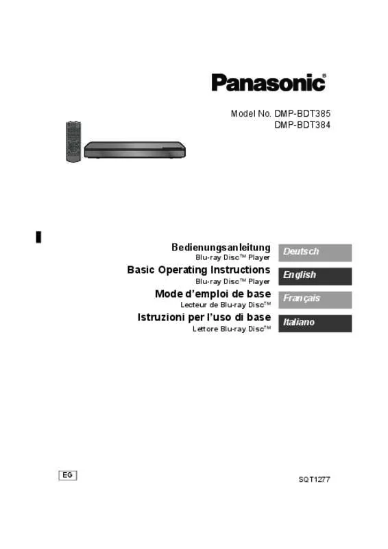 Mode d'emploi PANASONIC DMP-BDT385EG