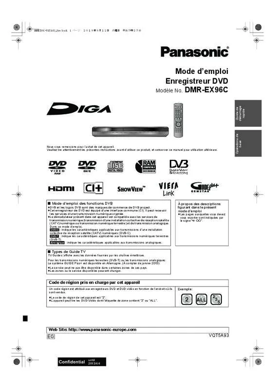 Mode d'emploi PANASONIC DMR-EX96CEGK