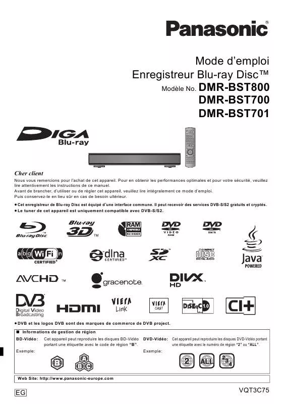 Mode d'emploi PANASONIC DMR-BST701E