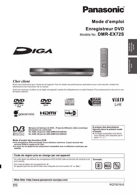 Mode d'emploi PANASONIC DMR-EX72S