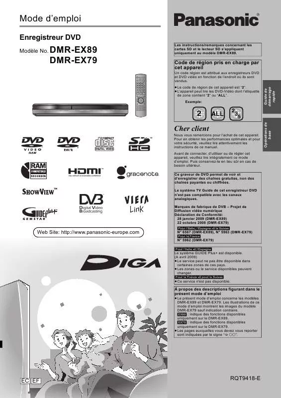 Mode d'emploi PANASONIC DMR-EX89