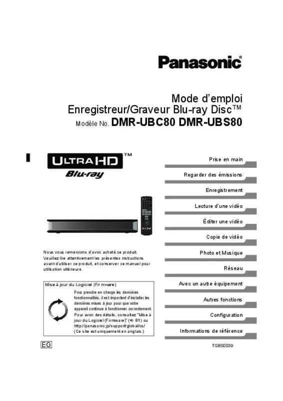 Mode d'emploi PANASONIC DMRUBC80EG